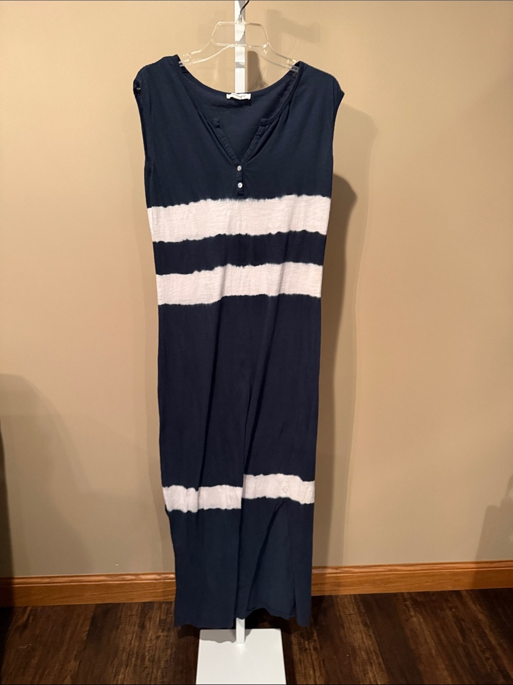 beachlunchlounge Navy and White Striped Maxi Dress